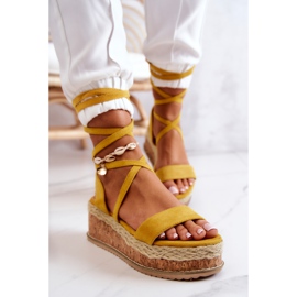 FB2 Alpargatas De Ante Con Cuña Sandalias Shanna Amarillo 3