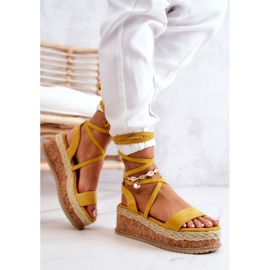 FB2 Alpargatas De Ante Con Cuña Sandalias Shanna Amarillo 4