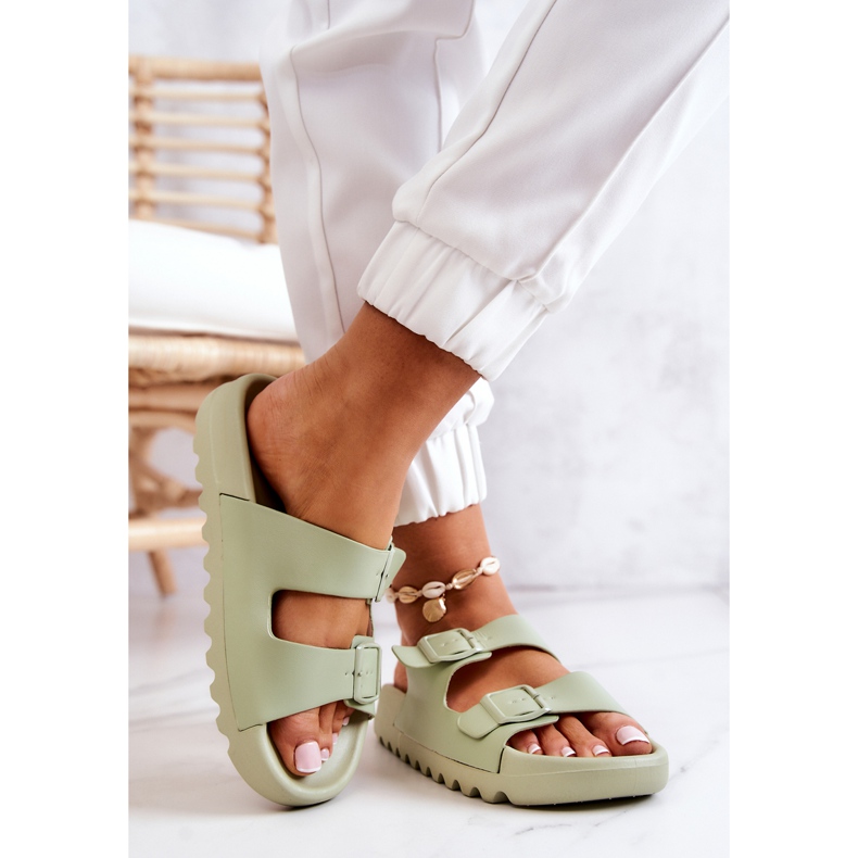 PS1 Chanclas de goma en la plataforma Westie Green verde 2