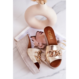 Lewski Shoes Chanclas Piel Cuña Lewski 3062 Dorado 6