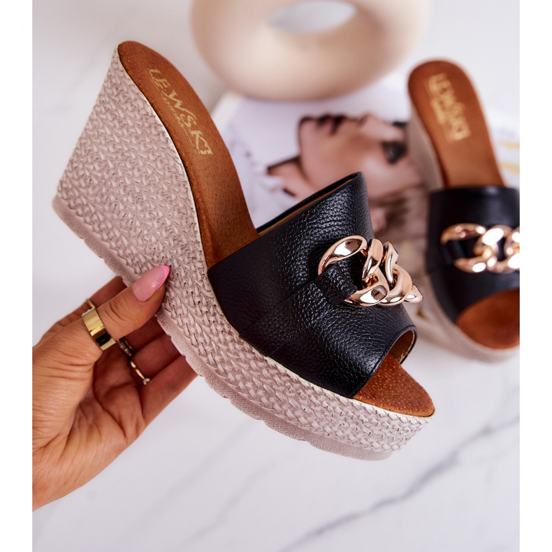 Lewski Shoes Babucha piel cuña Lewski 3062 Negro 1