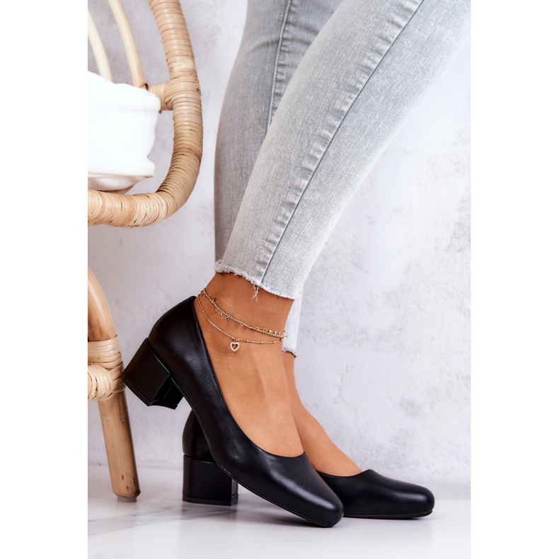 Zapatos De Salón De Piel En Un Pilar Sergio Leone PB291 Negro 1