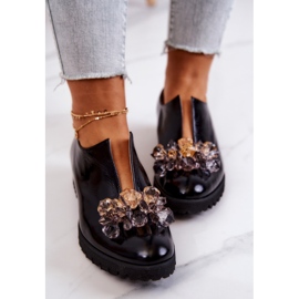 PA2 Elegantes Zapatos De Cuero Con Adorno Cindy Negro 4