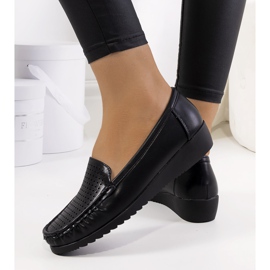 Mocasines negros en el tacón de cuña Dalal 1