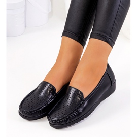 Mocasines negros en el tacón de cuña Dalal 2