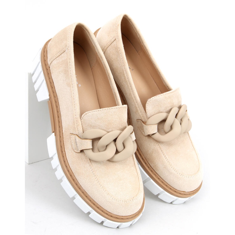 Mocasines Mujer con cadena Juni Beige 1