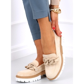 Mocasines Mujer con cadena Juni Beige 3