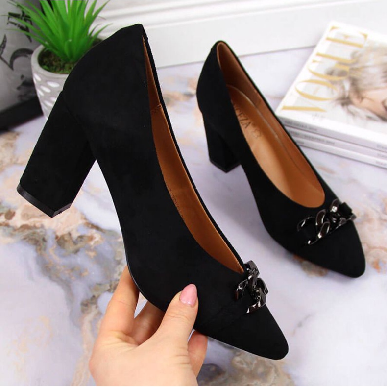 Bombas en el poste de gamuza Vinceza W JAN80A negro 1