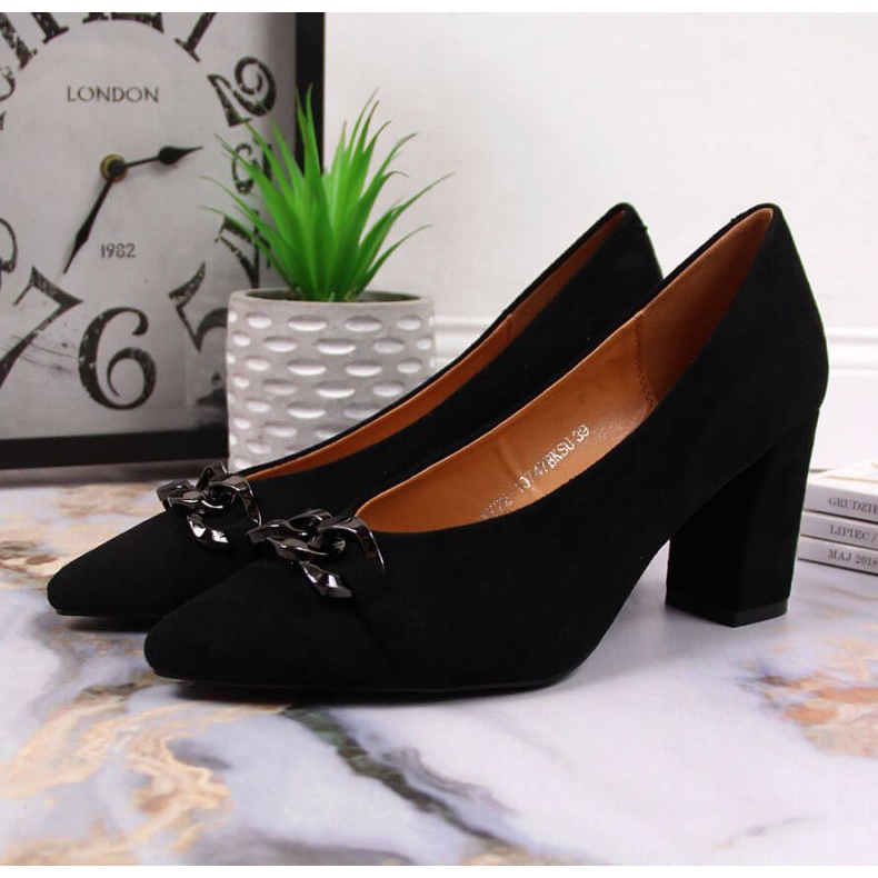 Bombas en el poste de gamuza Vinceza W JAN80A negro 2