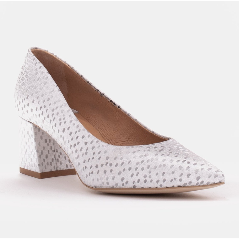 Marco Shoes Zapatos de salón elegantes hechos de piel de gamuza plata 1