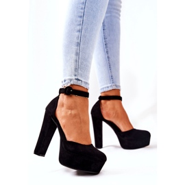 SEA De Mujer Zapatos De Salón Con Tacón Plataforma Ante Negro Netel 4