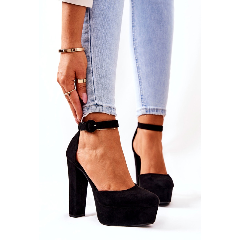 SEA De Mujer Zapatos De Salón Con Tacón Plataforma Ante Negro Netel 5