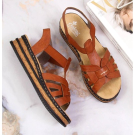 Sandalias cuña Rieker W 62918-22 marrón 3