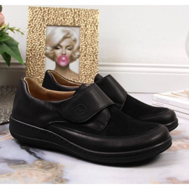Zapatos de piel con velcro Helios W 395 negro 2