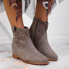 Botas grises caladas en la cuña Filippo W PAW316A 2