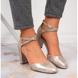 Sandalias en el puesto de Sergio Leone W SK364A oro dorado 3