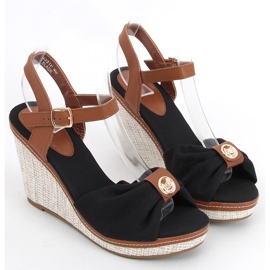 Sandalias cuña Leyla Negras marrón 2