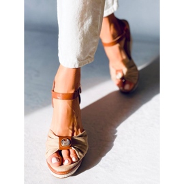 Sandalias con cuña Leyla Khaki beige marrón 1