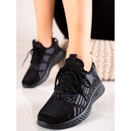 TRENDI Zapatillas Ligeras Atadas negro 2