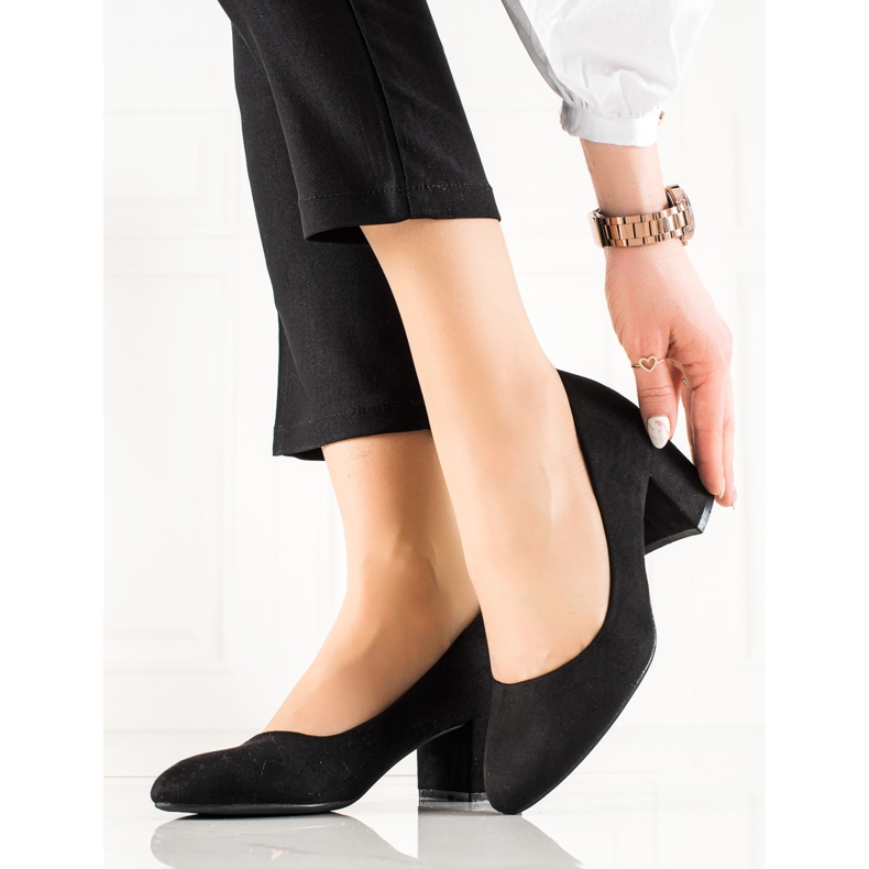 TRENDI Zapatos de salón clásicos de ante negro 1