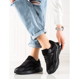 TRENDI Zapatillas de gamuza negro 2