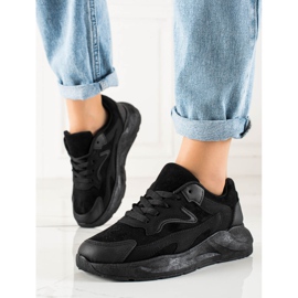 TRENDI Zapatillas de gamuza negro 3