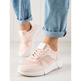 Ideal Shoes Zapatillas rosas en la plataforma rosado 2