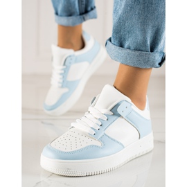 TRENDI Calzado deportivo de cuero ecológico blanco azul 4