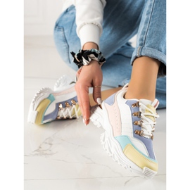 TRENDI Zapatillas coloridas con estilo blanco multicolor 3