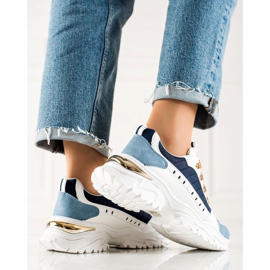 TRENDI Zapatillas coloridas con estilo blanco azul 3