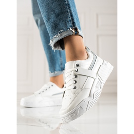 TRENDI Zapatillas con moda de cuero ecológico blanco 1