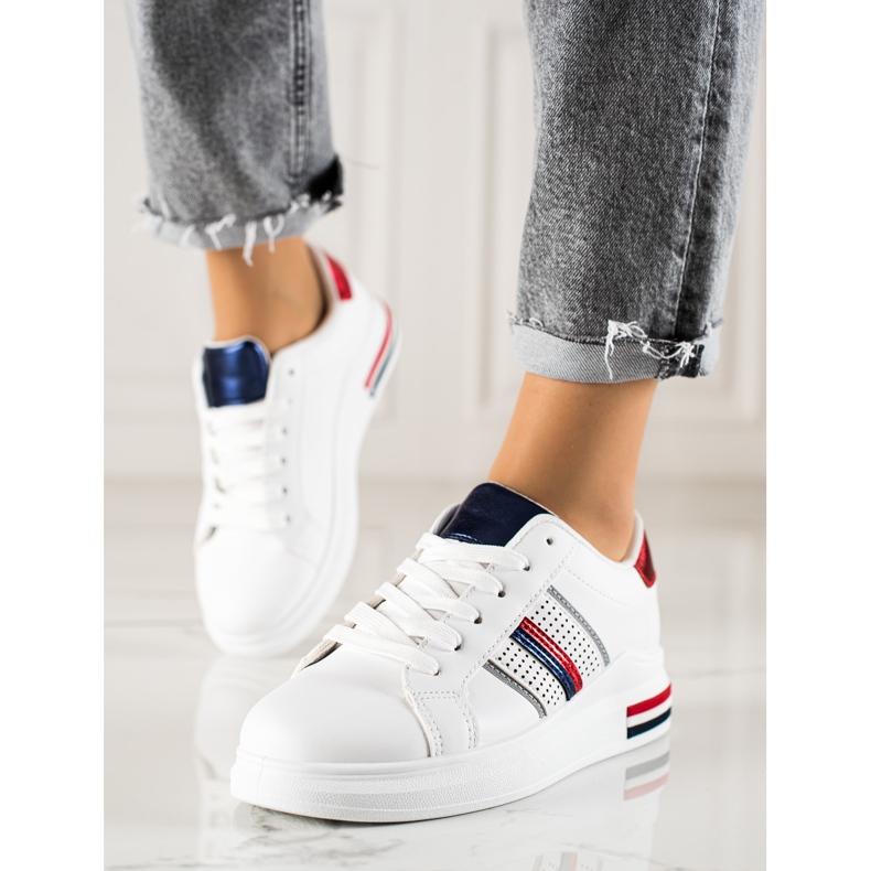 TRENDI Zapatos deportivos blancos casuales 2