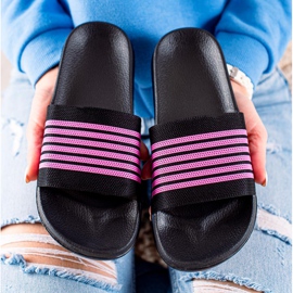 SUPER COOL Pantuflas Rayas negro rosado 2
