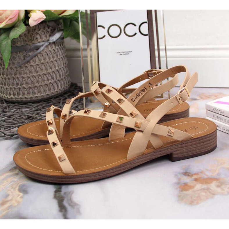 Sandalias romanas con tachuelas Potocki W WOL56B beige 2