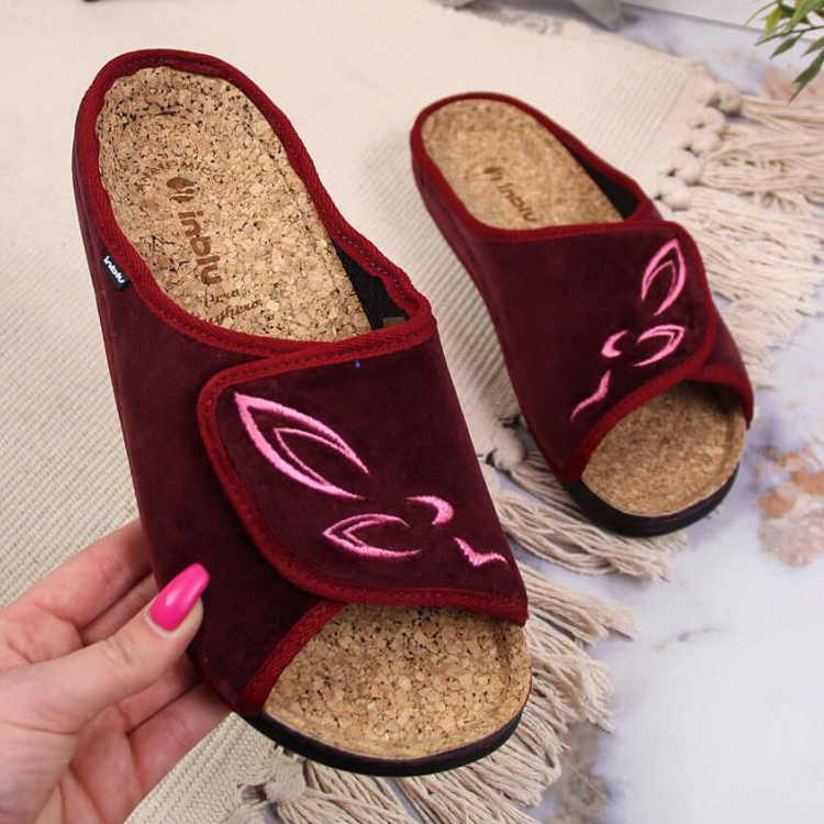 Zapatillas casa velcros Inblu W BEF33 burdeos rojo multicolor 1