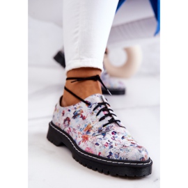 Zapatos Oxford Mujer Maciejka 4087A-38 Cuero Blancos Con Flores multicolor 2