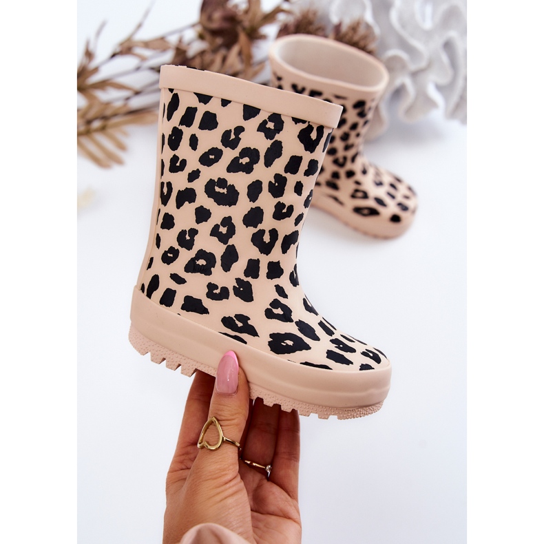 FR1 Botas De Agua Infantiles Con Estampado De Leopardo Beige Nanny 1