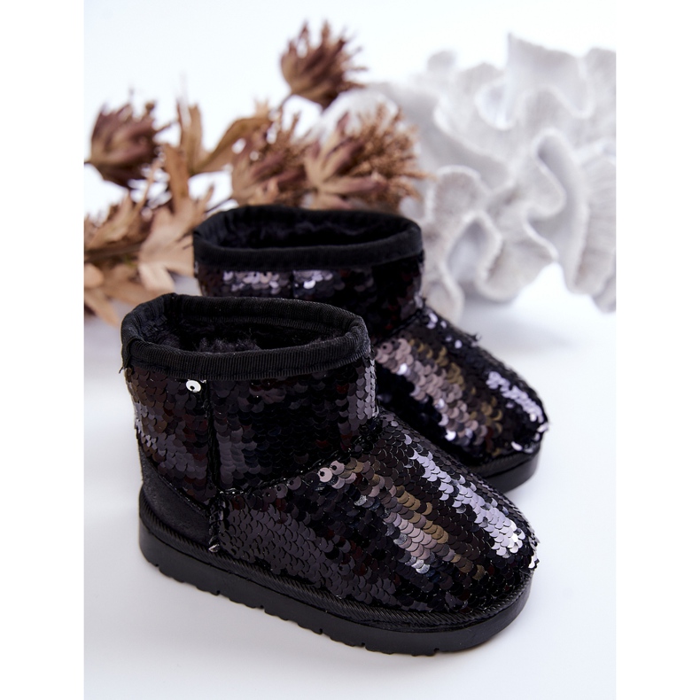 FR1 Botas De Nieve Cálidas Para Niños Con Lentejuelas Black Shard negro 1