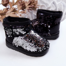 FR1 Botas De Nieve Cálidas Para Niños Con Lentejuelas Black Shard negro 6