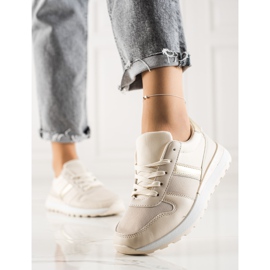 TRENDI Zapatillas con estilo con malla beige 2