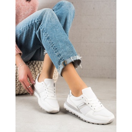TRENDI Zapatillas con estilo con malla blanco 2