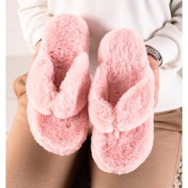TRENDI Chanclas de pelo rosado 1