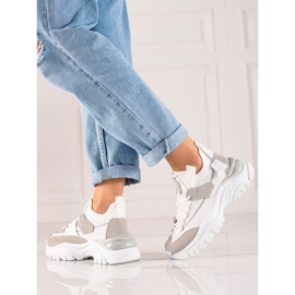 TRENDI Zapatillas de moda con cordones beige blanco 2