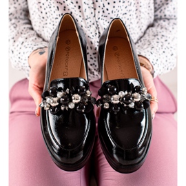 W. Potocki Zapatos sin cordones con perlas negro 3