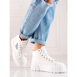 TRENDI Zapatos de moda de caña alta blanco 2