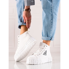 TRENDI Zapatos de moda de caña alta blanco 1 TRENDI Zapatos de moda de caña alta blanco 1