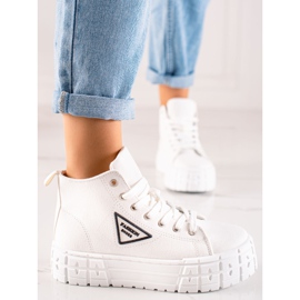 TRENDI Zapatos de moda de caña alta blanco 3