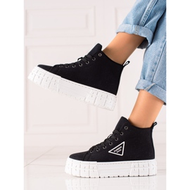 TRENDI Zapatos de moda de caña alta negro 3