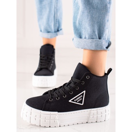 TRENDI Zapatos de moda de caña alta negro 2