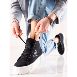 TRENDI Zapatos de moda de caña alta negro 1